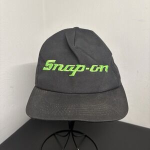 Snap-On Black Neon Green 1980-90s Script Snapback Hat Men's Vintage Snapback Cap